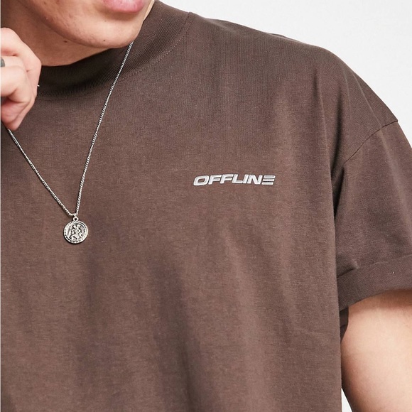 ASOS Night Addict 'Offline' print t-shirt in brown NEVER WORN - Picture 2 of 4